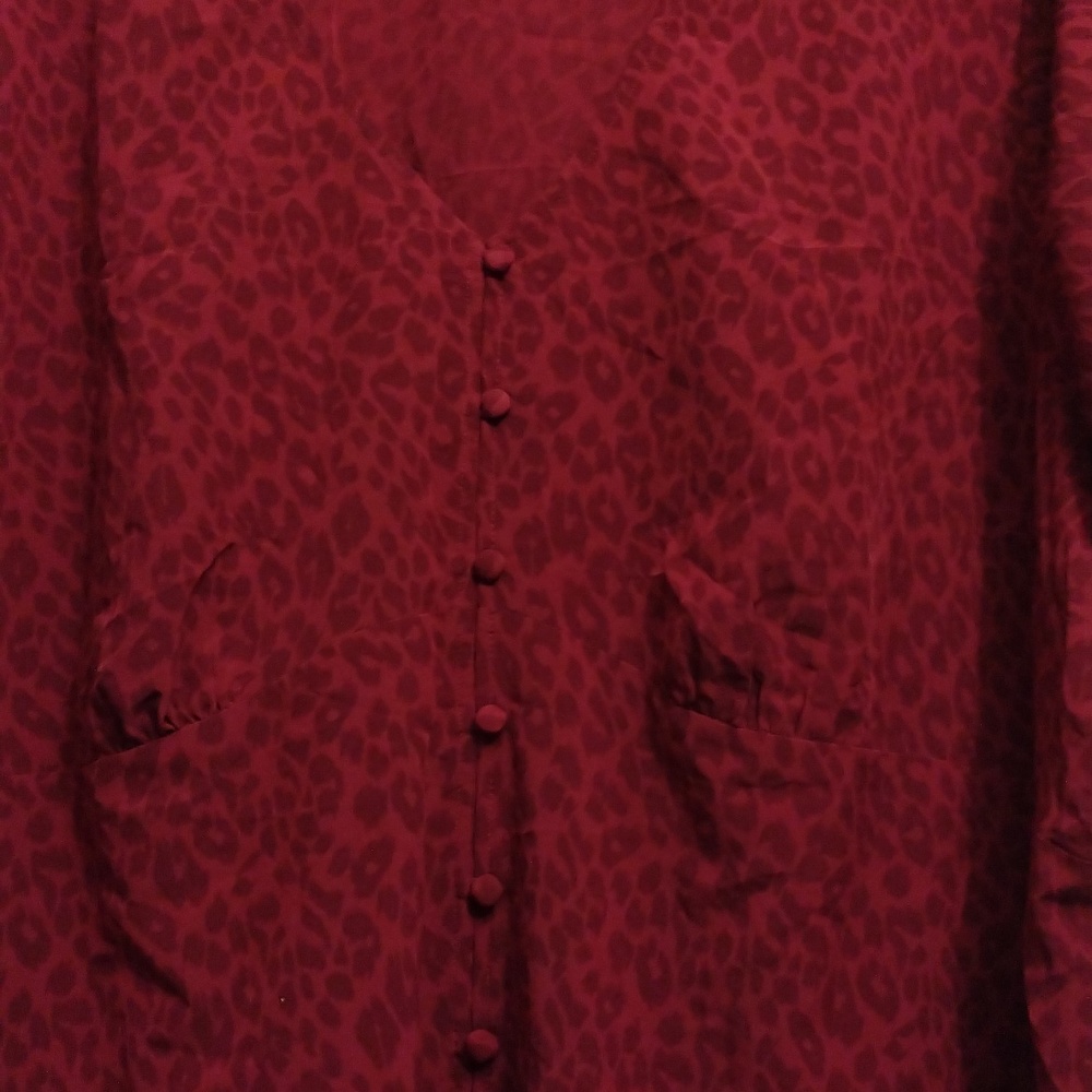 Torrid Burgundy And Leopard Print Button Front An… - image 2